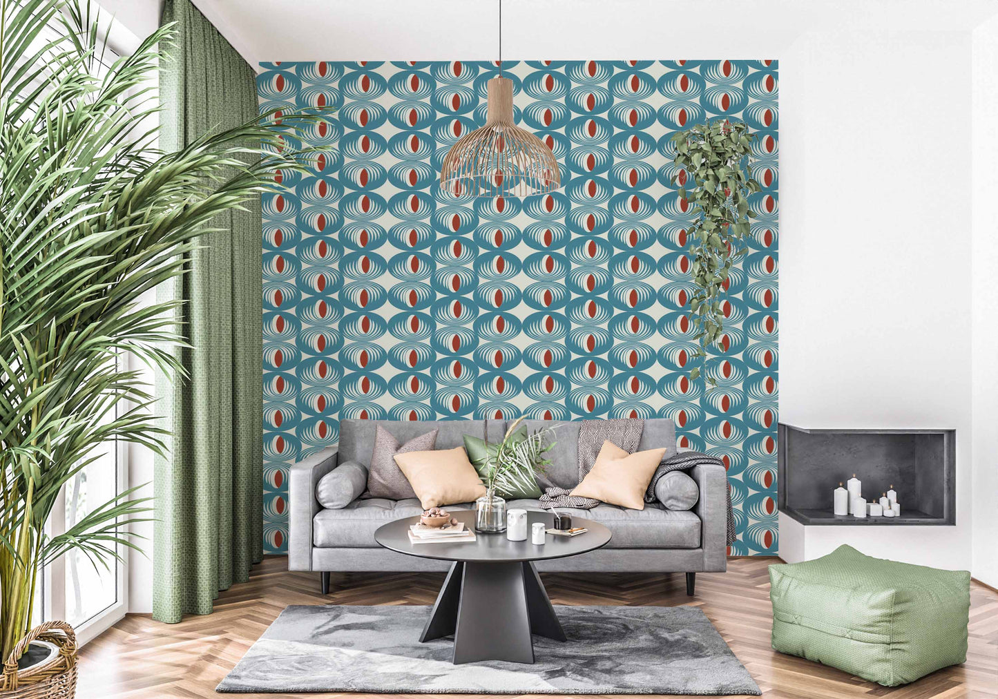 Midcentury Modern Onion Shape Wallcovering